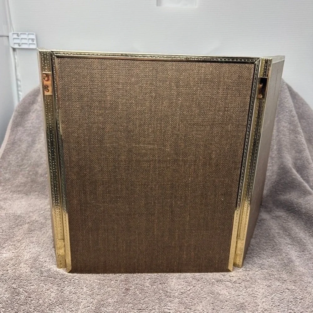 Vintage Triple Folding Picture Frame Gold 8x10 Etched Brass